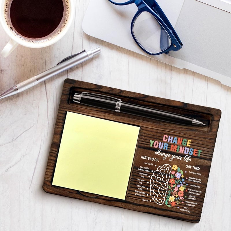YGBF Mental Health Change Your Mindset Sticky Note Holder Therapist Gifts Therapy Office School Counselor Growth Mindset Self-Stick Note Pad Holders Desk Decor - Image 4